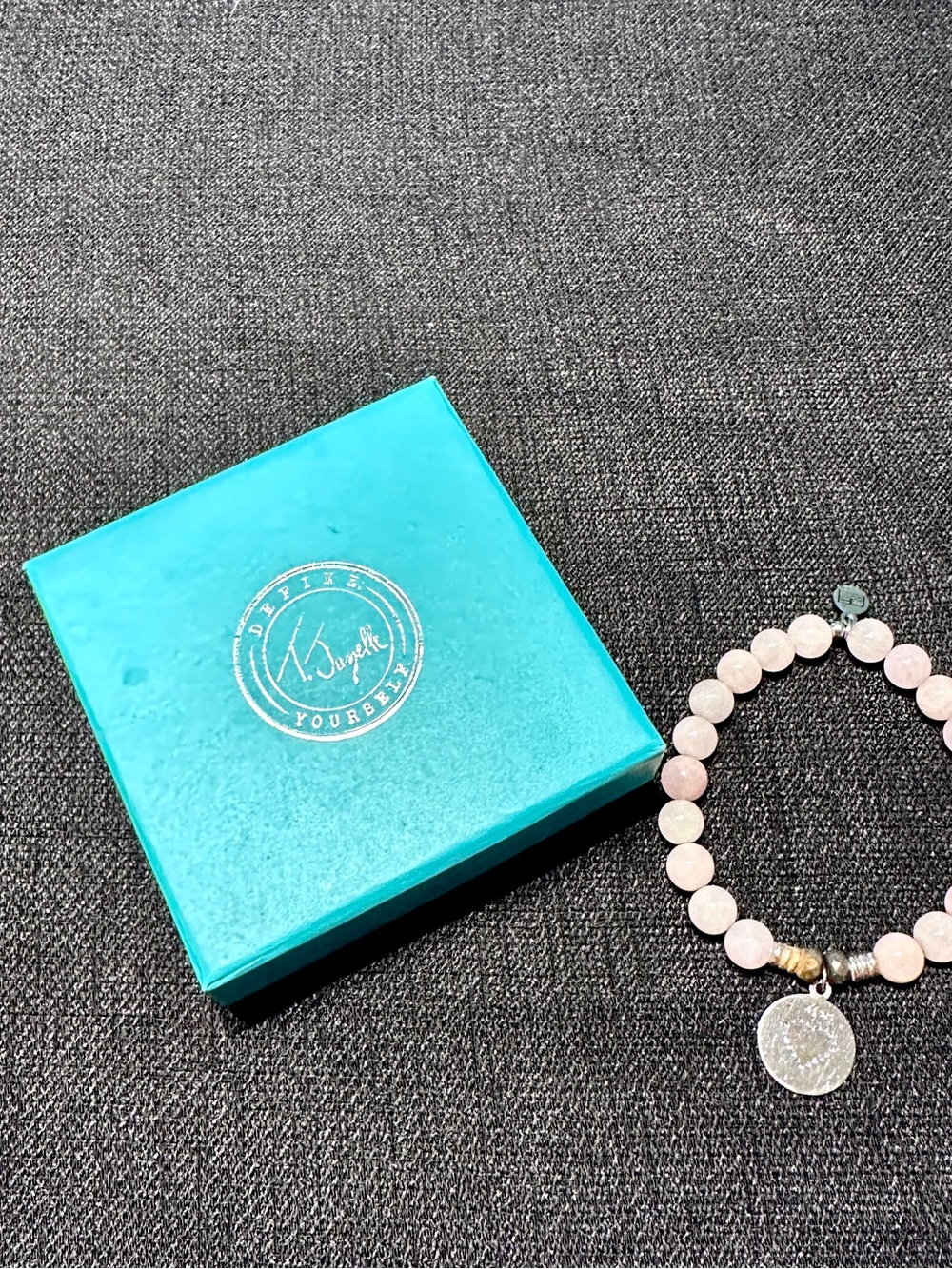 T. Jazelle Dazzling Rose Quartz Beaded Bracelet with Heart Charm